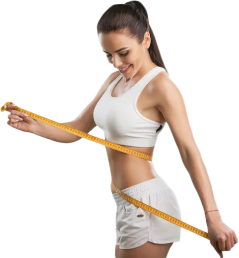 Foto de mulher medindo a cintura com fita métrica