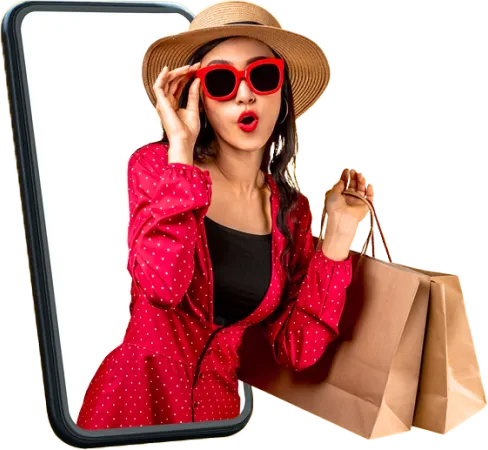 Foto de uma mulher fazendo compras